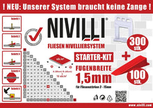 Lade das Bild in den Galerie-Viewer, NIVILLI KEILY - Starter-Set S 1,5mm - 300x Laschen + 100x Keile - Nivellier-Zubehör