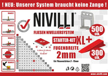 Lade das Bild in den Galerie-Viewer, NIVILLI KEILY - Starter-Set XL 2mm - 500x Laschen + 300x Keile - Nivellier-Zubehör