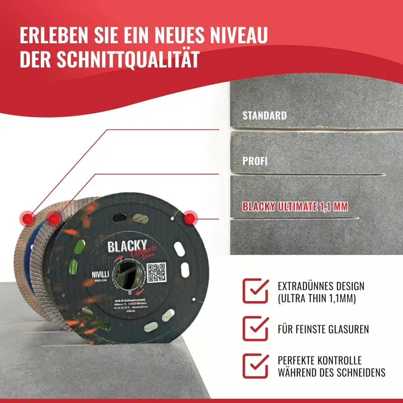 NIVILLI BLACKY - Profi-Diamanttrennscheibe 125mm für Fliesen Hartkeramik Feinsteinzeug & Natursteinplatten - Zubehör