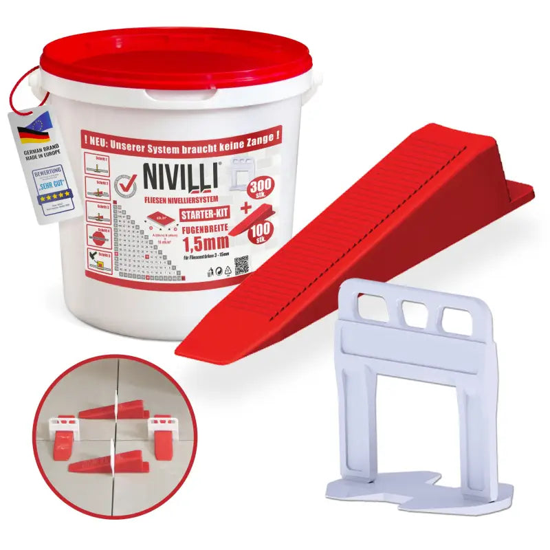 NIVILLI KEILY - Starter-Set S 1,5mm - 300x Laschen + 100x Keile - Nivellier-Zubehör