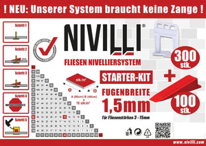 NIVILLI KEILY - Starter-Set S 1,5mm - 300x Laschen + 100x Keile - Nivellier-Zubehör