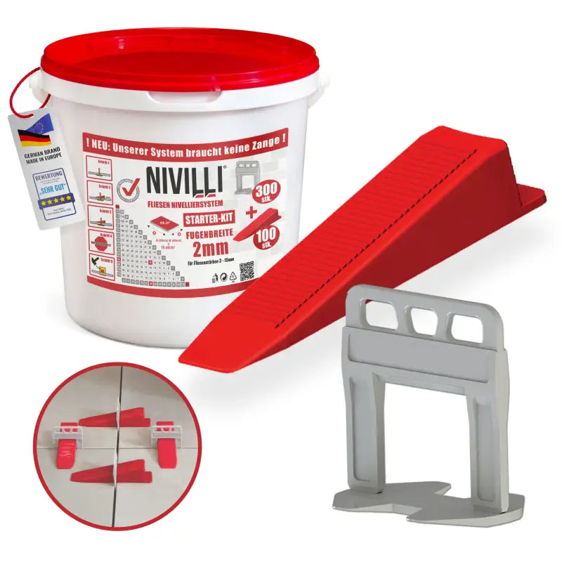 NIVILLI KEILY - Starter-Set S 2mm - 300x Laschen + 100x Keile - Nivellier-Zubehör