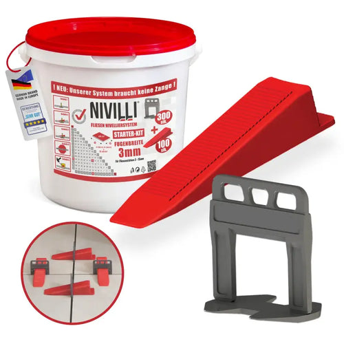 NIVILLI KEILY - Starter-Set S 3mm - 300x Laschen + 100x Keile - Nivellier-Zubehör