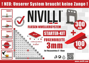 NIVILLI KEILY - Starter-Set S 3mm - 300x Laschen + 100x Keile - Nivellier-Zubehör