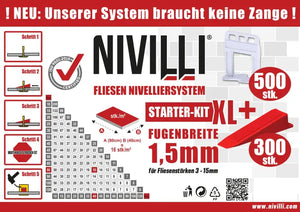 NIVILLI KEILY - Starter-Set XL 1,5mm - 500x Laschen + 300x Keile - Nivellier-Zubehör