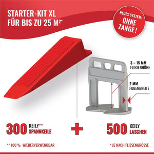 NIVILLI KEILY - Starter-Set XL 2mm - 500x Laschen + 300x Keile - Nivellier-Zubehör