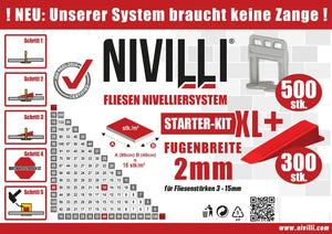 NIVILLI KEILY - Starter-Set XL 2mm - 500x Laschen + 300x Keile - Nivellier-Zubehör