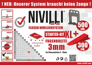 NIVILLI KEILY - Starter-Set XL 3mm - 500x Laschen + 300x Keile - Nivellier-Zubehör