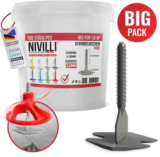 NIVILLI SPINNY - 700 Stk. Spin Tabs - Laschen - 3mm (3-15mm) – BIG Pack - 3mm - Nivellier-Zubehör