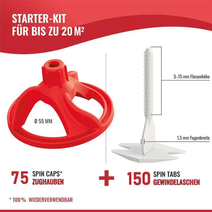 NIVILLI SPINNY PRO - Starter-Set 1,5mm (3-15mm) - 150 Spin-Tabs + 75 Spin-Caps - Nivellier-Zubehör