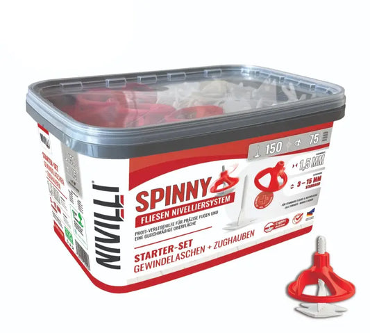 NIVILLI SPINNY PRO - Starter-Set 1,5mm (3-15mm) - 150 Spin-Tabs + 75 Spin-Caps - Nivellier-Zubehör
