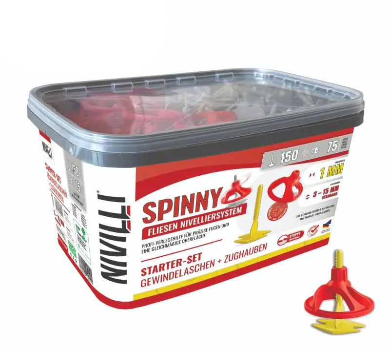 NIVILLI SPINNY PRO - Starter-Set 1mm (3-15mm) - 150 Spin-Tabs + 75 Spin-Caps - Nivellier-Zubehör