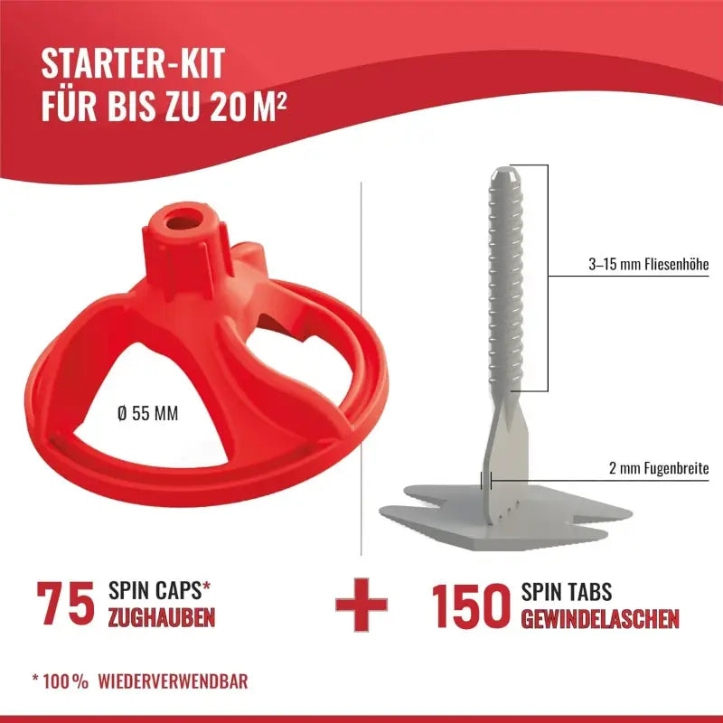 NIVILLI SPINNY PRO - Starter-Set 2mm (3-15mm) - 150 Spin-Tabs + 75 Spin-Caps - Nivellier-Zubehör