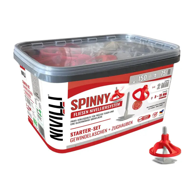 NIVILLI SPINNY PRO - Starter-Set 2mm (3-15mm) - 150 Spin-Tabs + 75 Spin-Caps - Nivellier-Zubehör