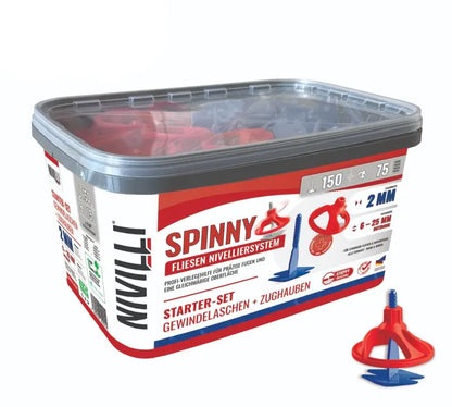 NIVILLI SPINNY PRO - Starter-Set 2mm (6-25mm) - 150 Spin-Tabs + 75 Spin-Caps - Nivellier-Zubehör
