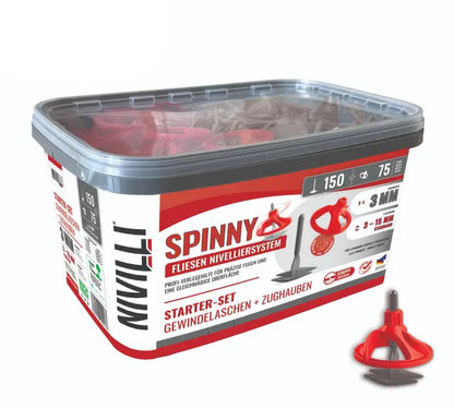 NIVILLI SPINNY PRO - Starter-Set 3mm (3-15mm) - 150 Spin-Tabs + 75 Spin-Caps - Nivellier-Zubehör