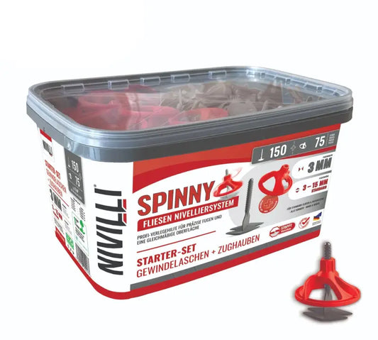 NIVILLI SPINNY PRO - Starter-Set 3mm (3-15mm) - 150 Spin-Tabs + 75 Spin-Caps - Nivellier-Zubehör
