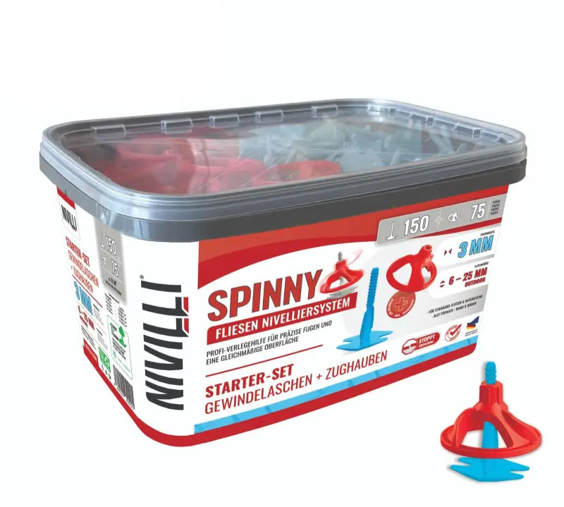 NIVILLI SPINNY PRO - Starter-Set 3mm (6-25mm) - 150 Spin-Tabs + 75 Spin-Caps - Nivellier-Zubehör