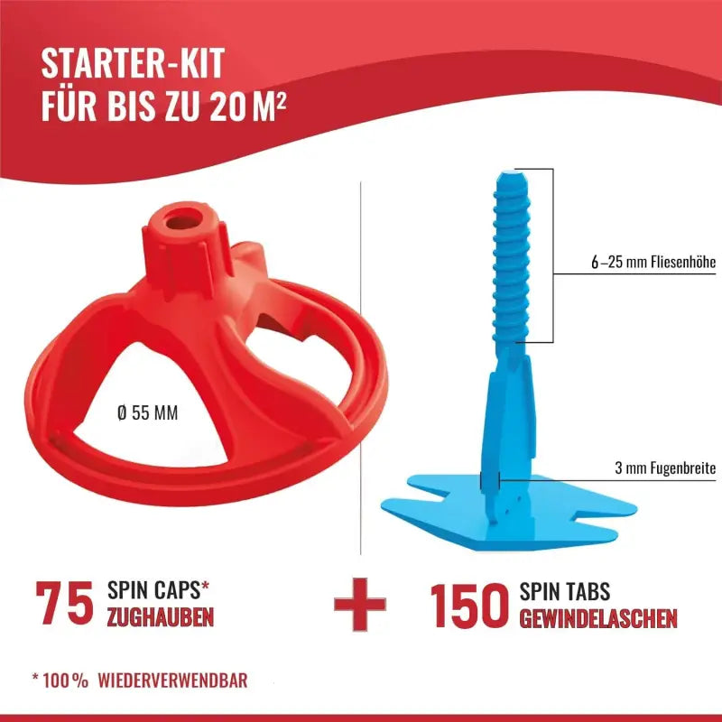 NIVILLI SPINNY PRO - Starter-Set 3mm (6-25mm) - 150 Spin-Tabs + 75 Spin-Caps - Nivellier-Zubehör