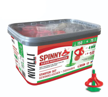 NIVILLI SPINNY PRO - Starter-Set 4mm (6-25mm) - 150 Spin-Tabs + 75 Spin-Caps - Nivellier-Zubehör