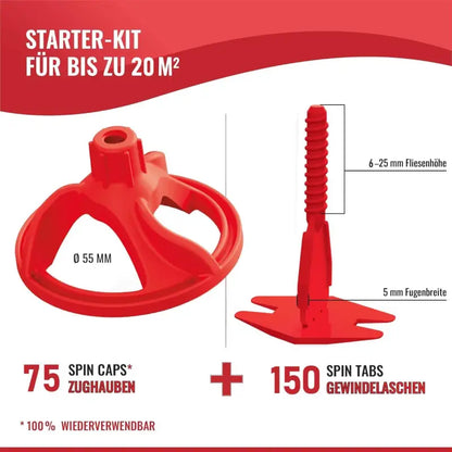 NIVILLI SPINNY PRO - Starter-Set 5mm (6-25mm) - 150 Spin-Tabs + 75 Spin-Caps - Nivellier-Zubehör