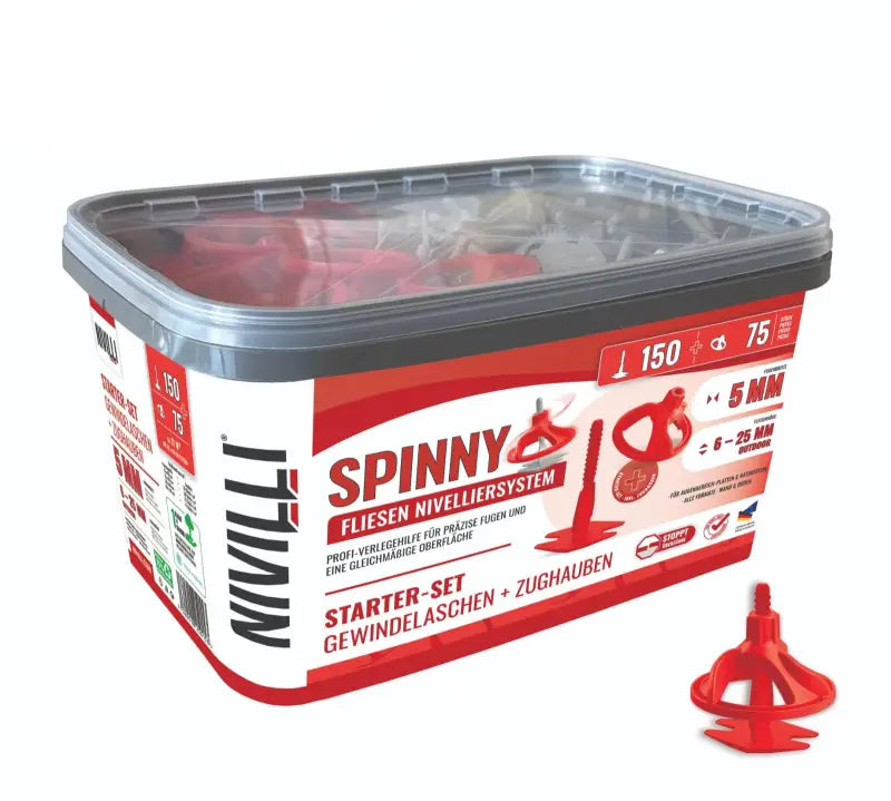 NIVILLI SPINNY PRO - Starter-Set 5mm (6-25mm) - 150 Spin-Tabs + 75 Spin-Caps - Nivellier-Zubehör