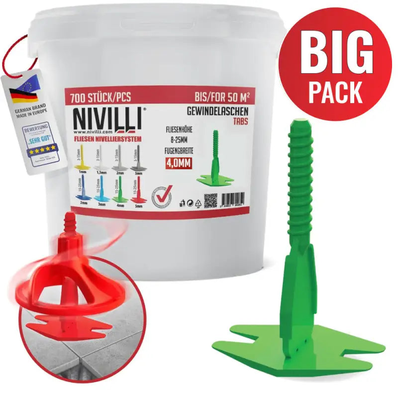 NIVILLI SPINNY - Spin Tabs - Laschen - 4mm (8-25mm) – BIG Pack 700Stk. / Fliesen Nivelliersystem - 4.00mm