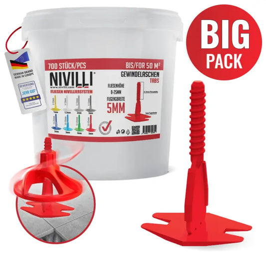 NIVILLI SPINNY - Spin Tabs - Laschen - 5mm (8-25mm) – BIG Pack 700Stk. / Fliesen Nivelliersystem - 5.00mm
