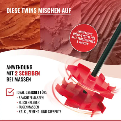 NIVILLI TWISTY - Dissolver-Set Rührwerk/Rührstab für Farben Lacke Klebstoffe Kunstharz Spachtelmassen Gips Kalk-